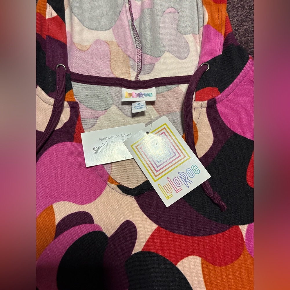 LuLaRoe Women's Hoodie in Pink, Orange, and Black - Picture 4 of 4